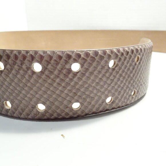 Vintage Ann Taylor Tan Genuine Leather Textured Snakeskin Wide Belt Size L - Picture 5 of 5